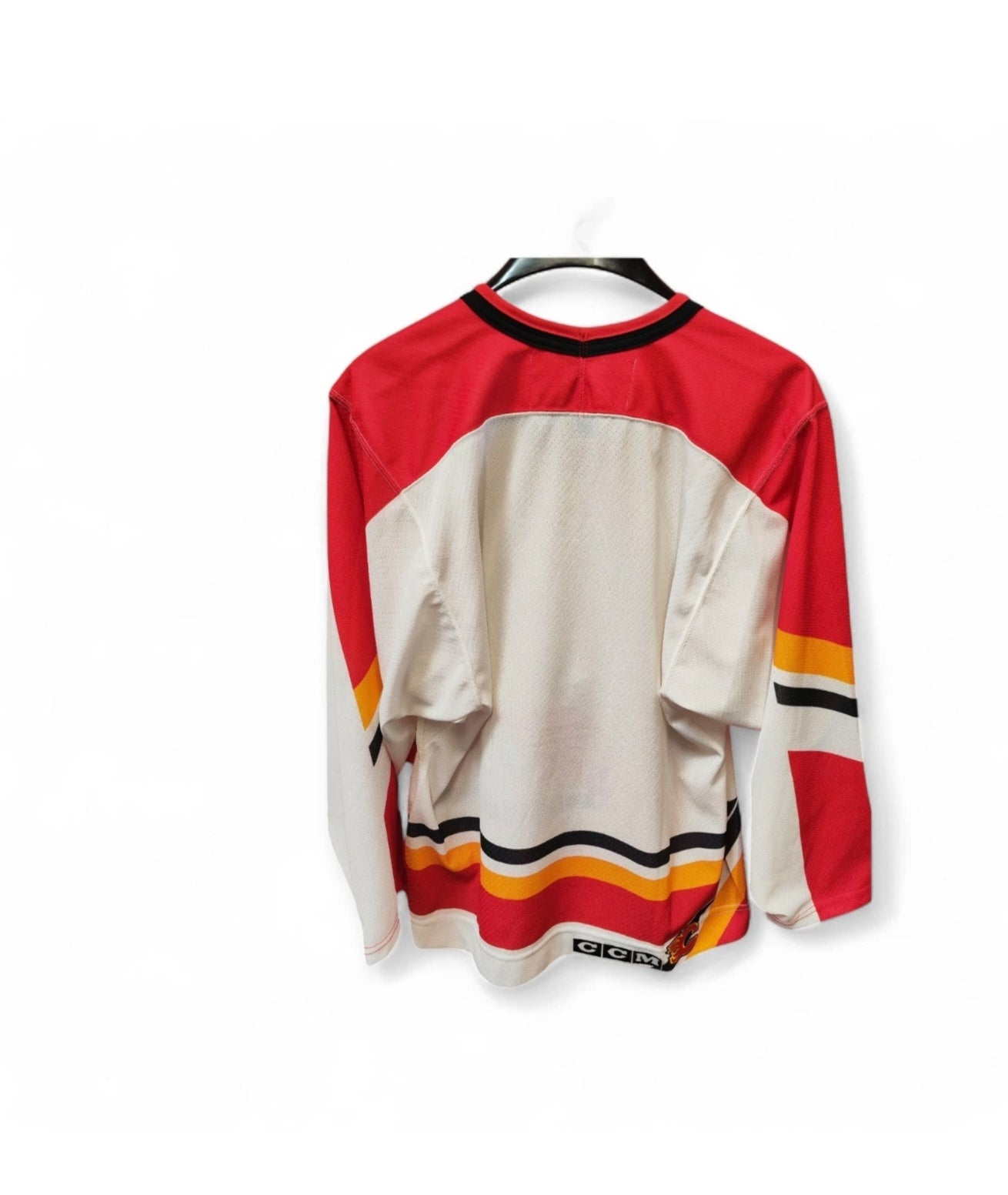CCM Calgary Flames NHL Hockey Jersey, White/Red, Size Small