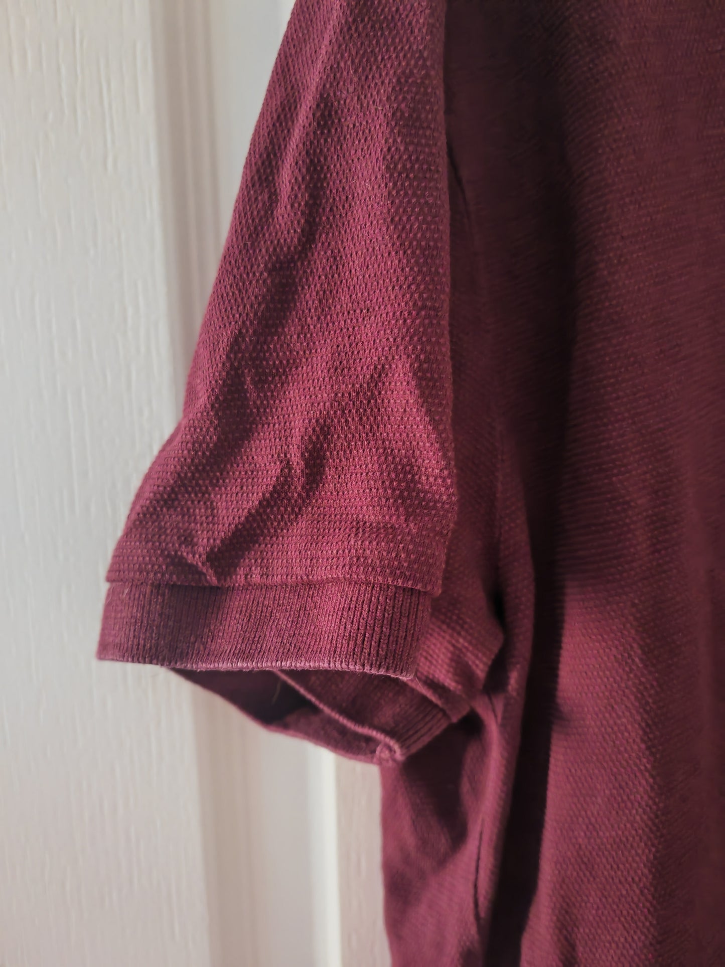 French Connection Short Sleeve Polo Shirt, Burgundy, Size Large