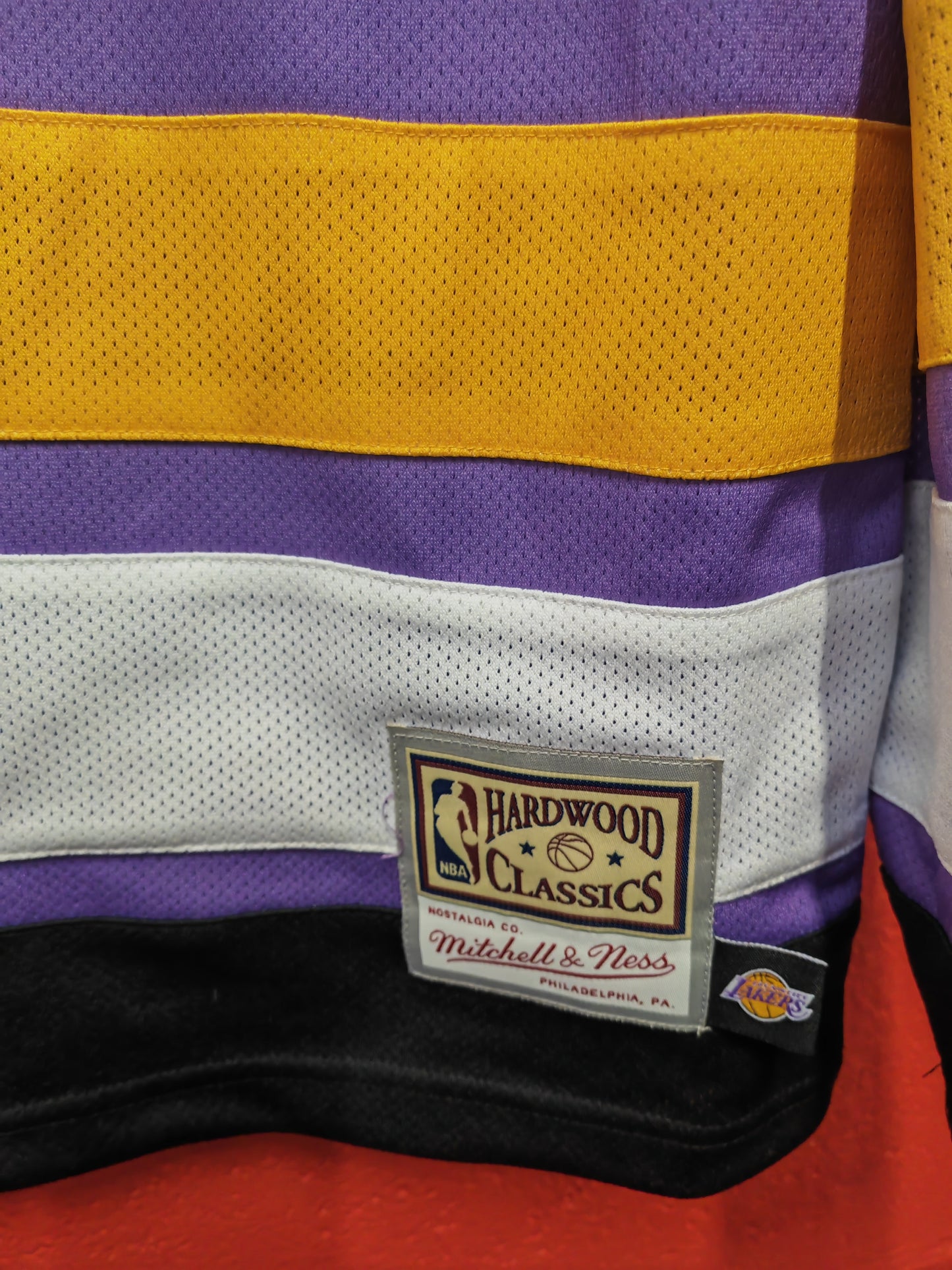 Mitchell & Ness Los Angeles Lakers Hockey Style Jersey, Size Medium