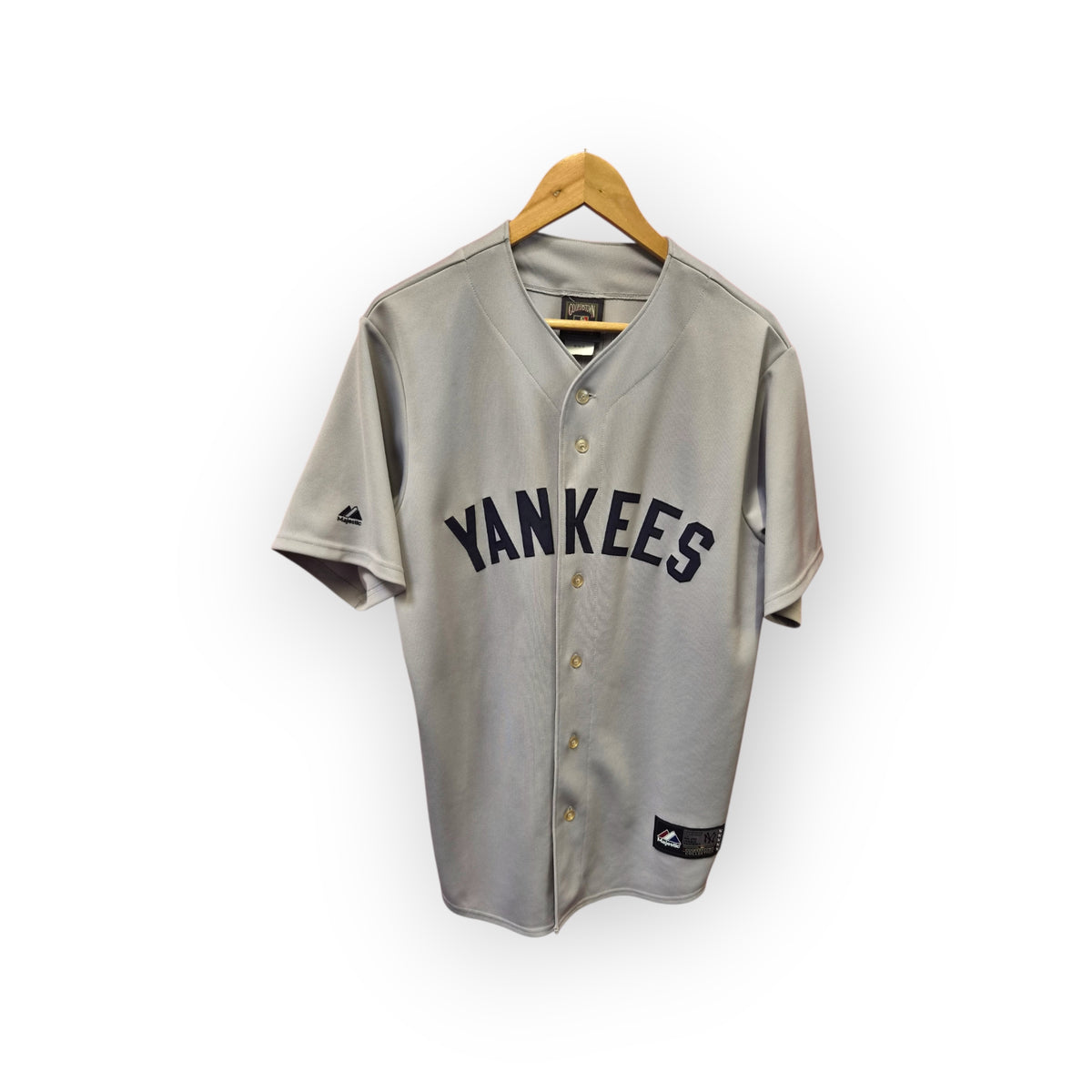 Majestic Cooperstown New York Yankees MLB Jersey. #5 Dimaggio, Grey, Size Medium