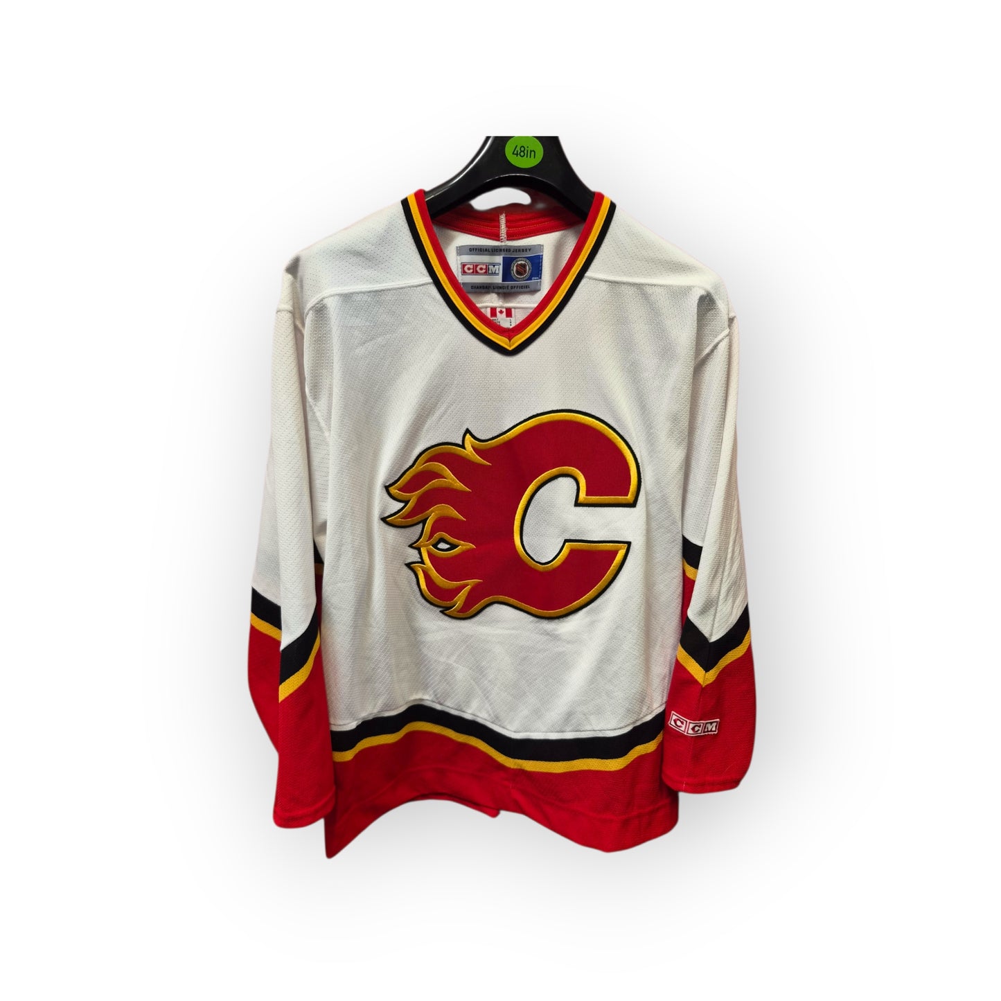 CCM Calgary Flames NHL Jersey, White, Size Large