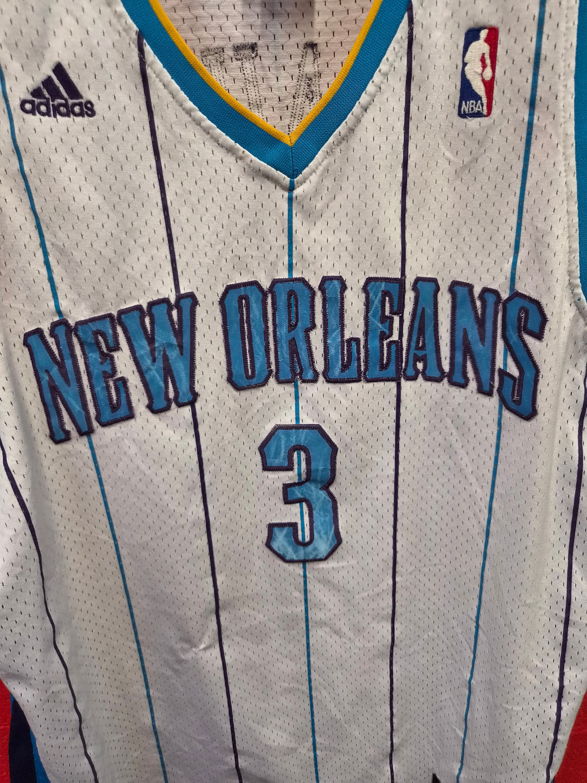 Adidas New Orleans Hornets NBA Basketball Jersey, #3 Paul, White, Size Large +2 Length