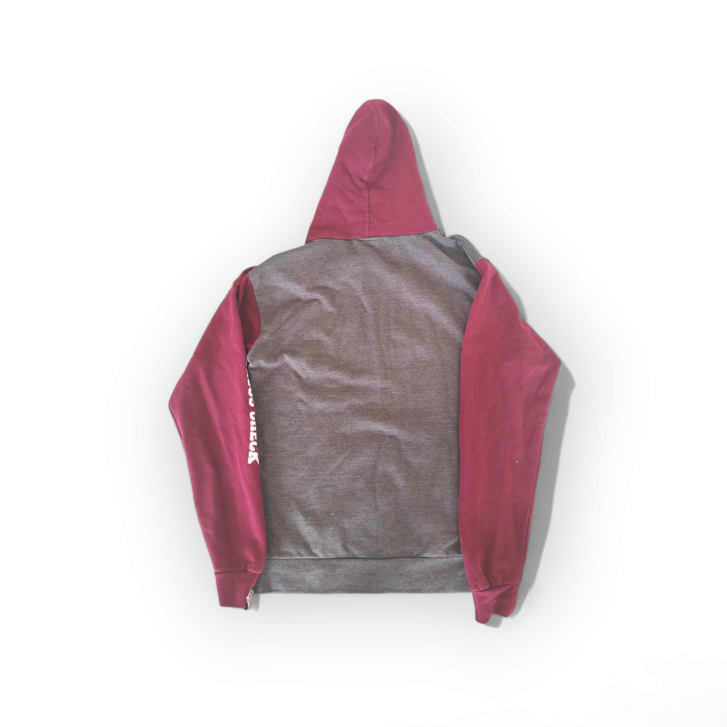 Cross Check Clothing Full Zip Hoodie, Grey/Burgundy, Size Large