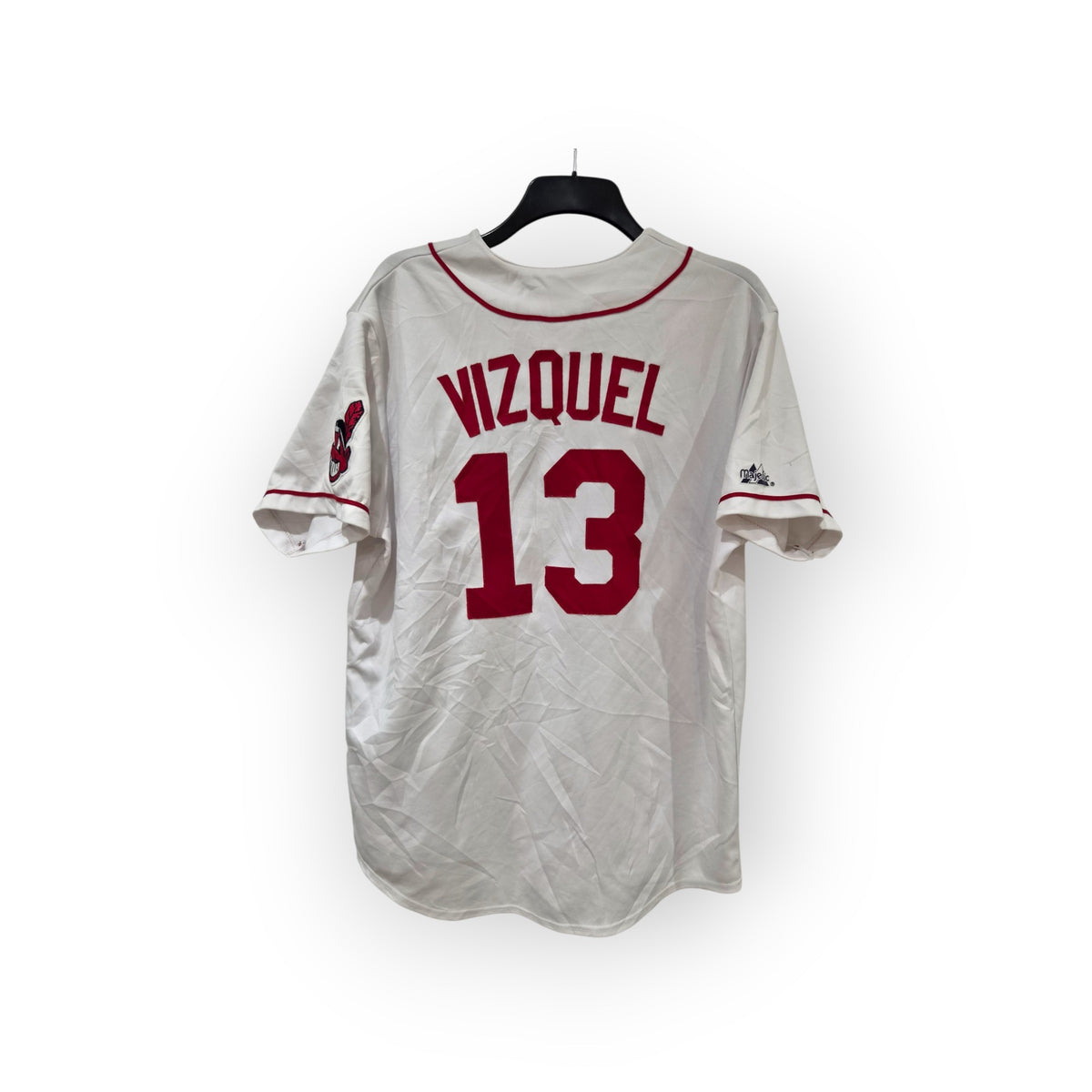 Majestic Cleveland Indians/Guardians MLB Jersey, #13 Vizquel, White, Size XL