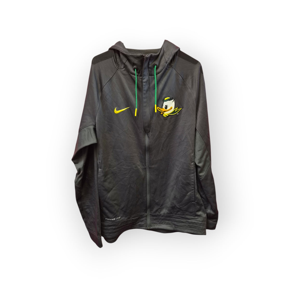 Nike Therma Fit Oregon Ducks NCAA Full Zip Hoodie, Grey, Size Medium
