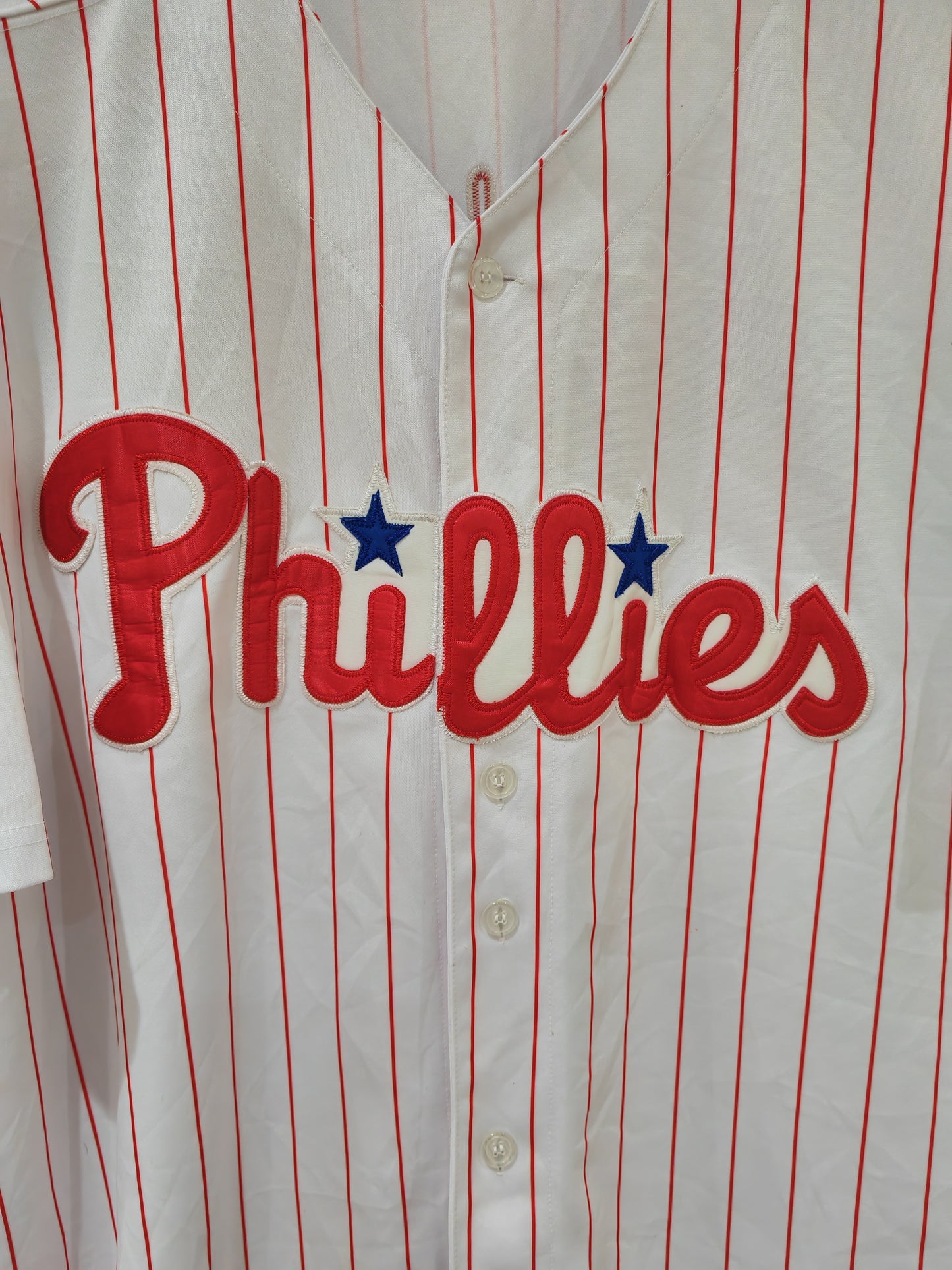 Majestic Philadelphia Phillies MLB Baseball Jersey, #11 Rollins, White, Size 54, XL/XXL