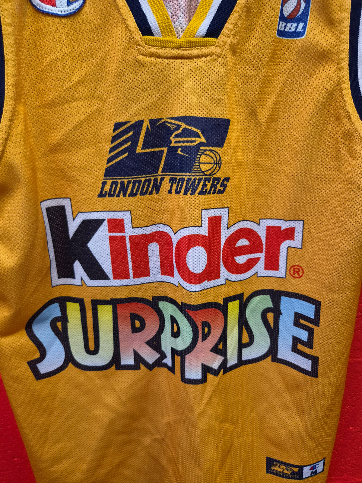 Champion London Towers Vintage BBL Basketball Jersey, Yellow, Size Medium
