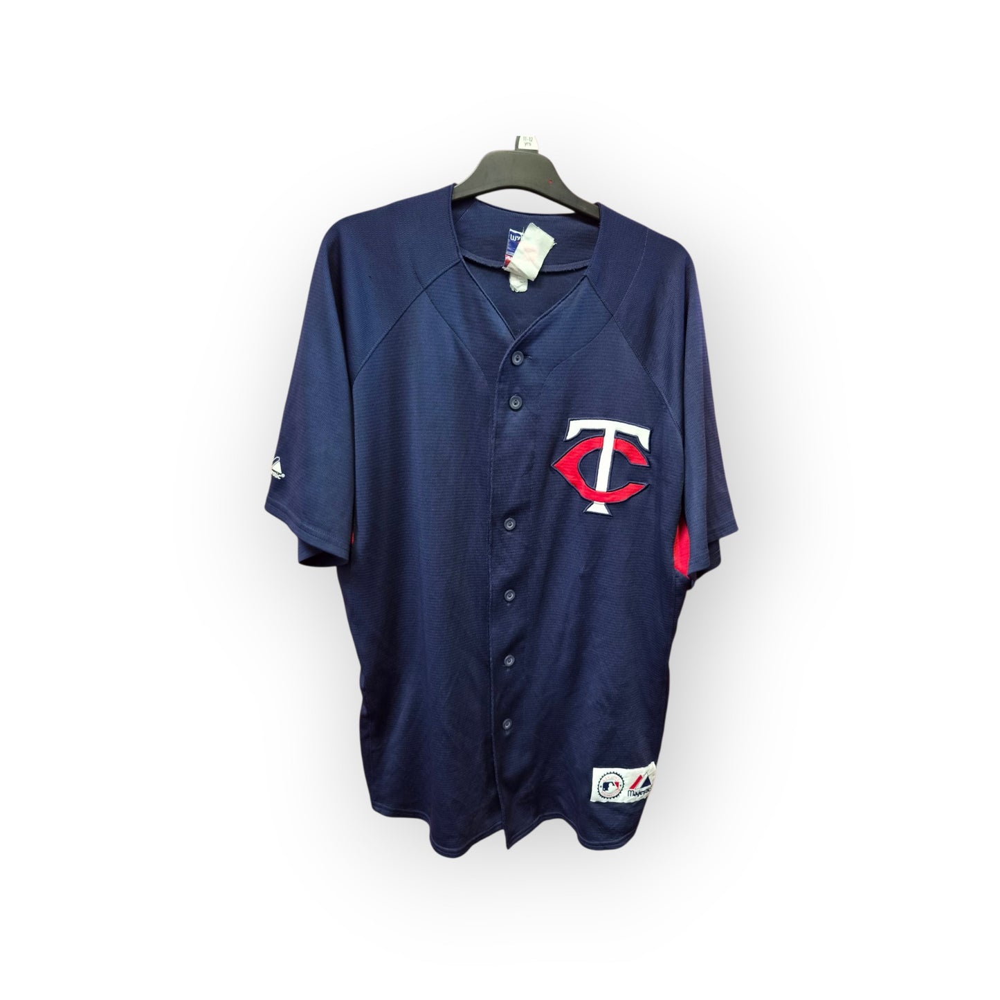 Majestic Minnestoa Twins MLB Jersey, #27 Hardy, Navy Blue, Size Large