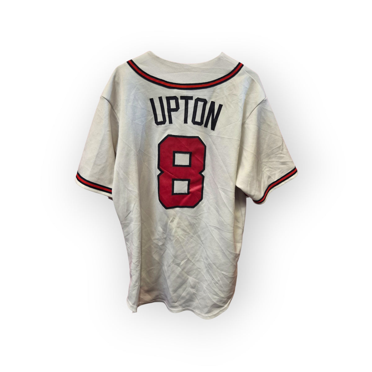 Majestic Atlanta Braves MLB Baseball Jersey, #8 Upton, White, Size Medium