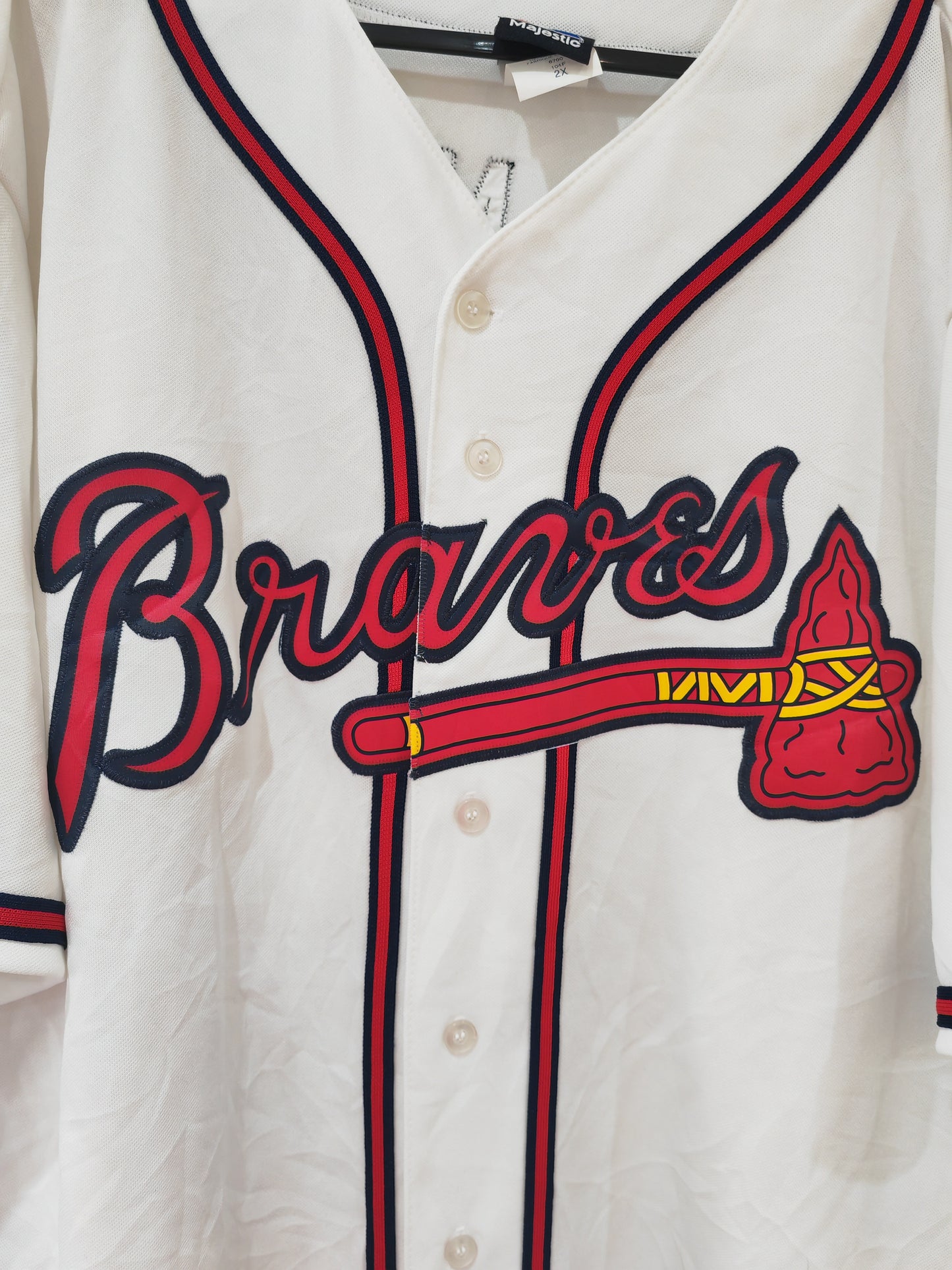 Majestic Atlanta Braves MLB Jersey, #10 Jones, White, Size XXL