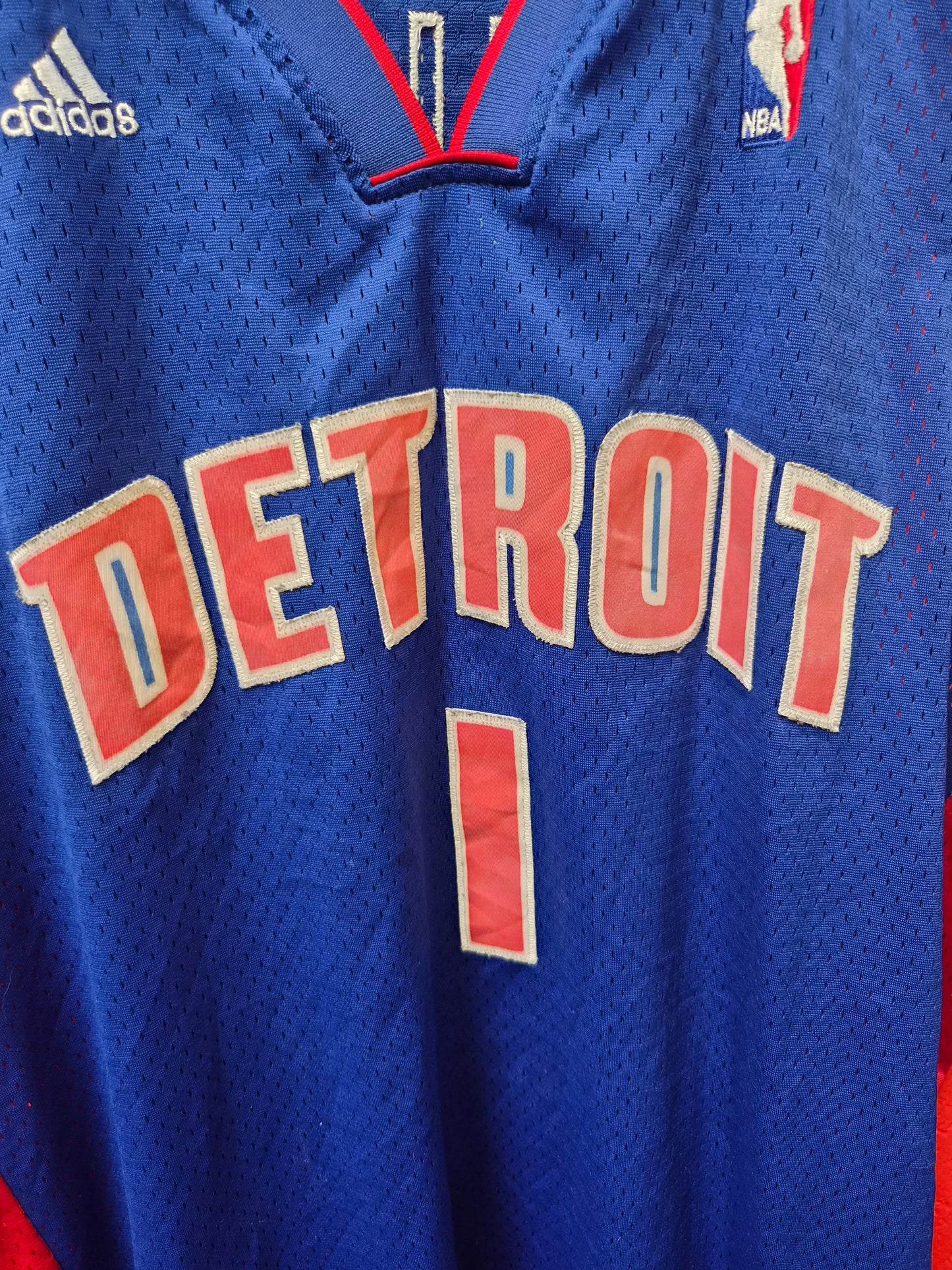 Adidas Detroit Pistons NBA Jersey, #1 Billups, Blue, Size XXL +2 Length