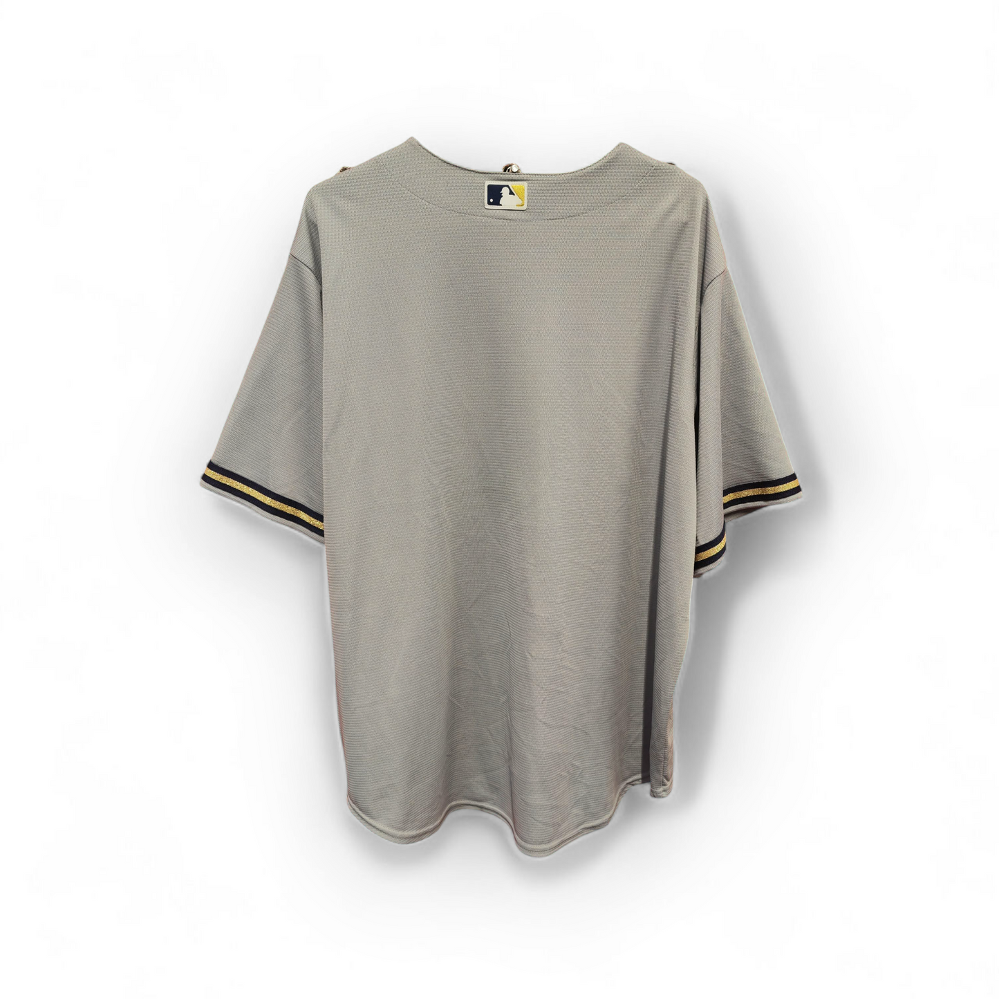 Majestic Milwaukee Brewers MLB Baseball Jersey, Grey, Size XL