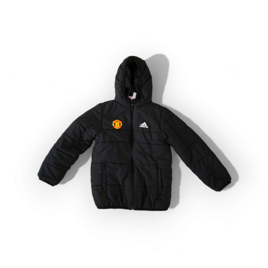 Youth Adidas Manchester United Thick Full Zip Hooded Coat, Black, Size 8-9 Years
