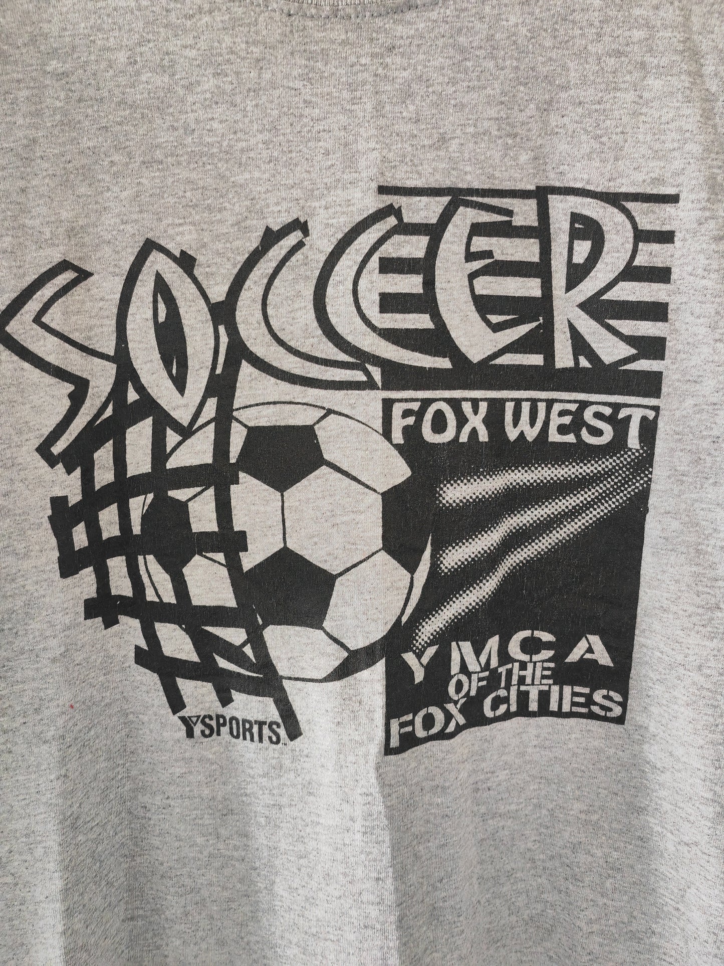 Gildan Fox West Soccer Short Sleeve T Shirt, Grey, Size XL