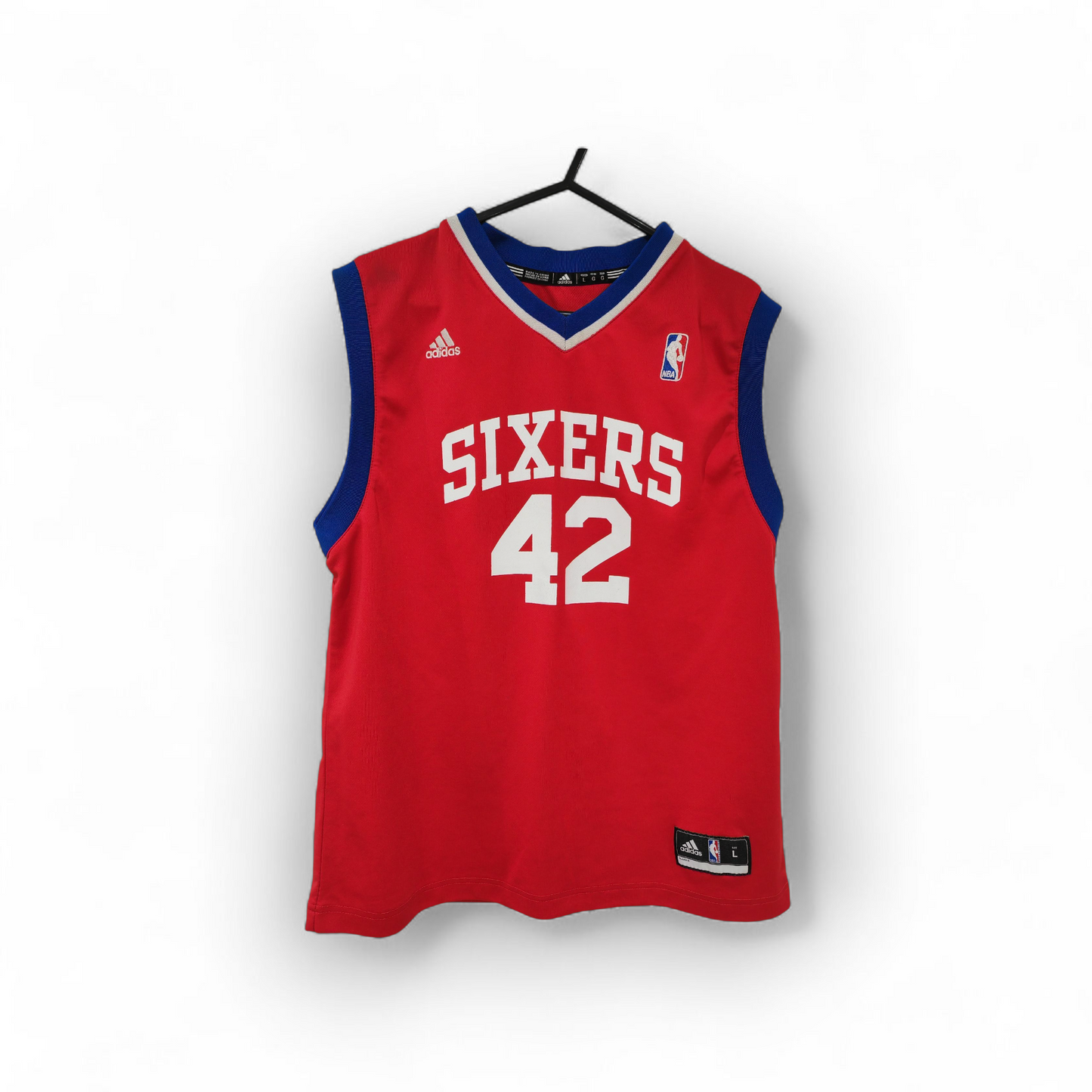 Youth Adidas Philadelphia 76ers NBA Jersey, #42 Brand, Red, Size Youth Large