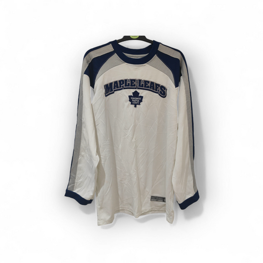 NHL Toronto Maple Leafs Long Sleeve T Shirt, White, Size XL (Small Fit)