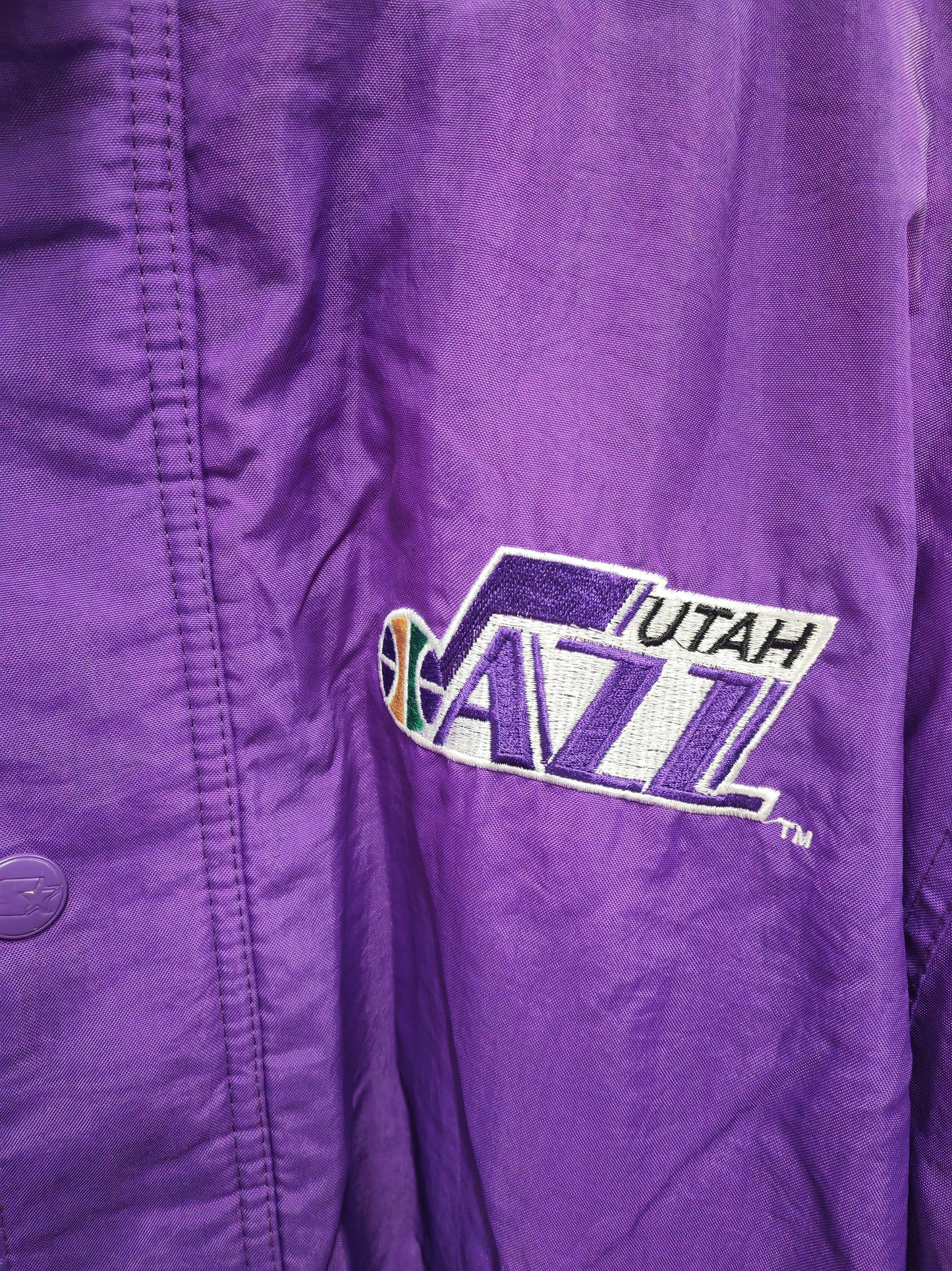 Starter Vintage Utah Jazz NBA Full Zip Jacket, Purple/Yellow, Size Medium