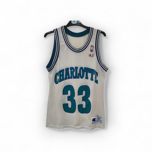 Champion Charlotte Hornets NBA Jersey, #33 Mourning, White, Size 36 XS/S