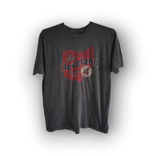 Majestic Select Cleveland Indians MLB Baseball T Shirt, Grey, Size XL