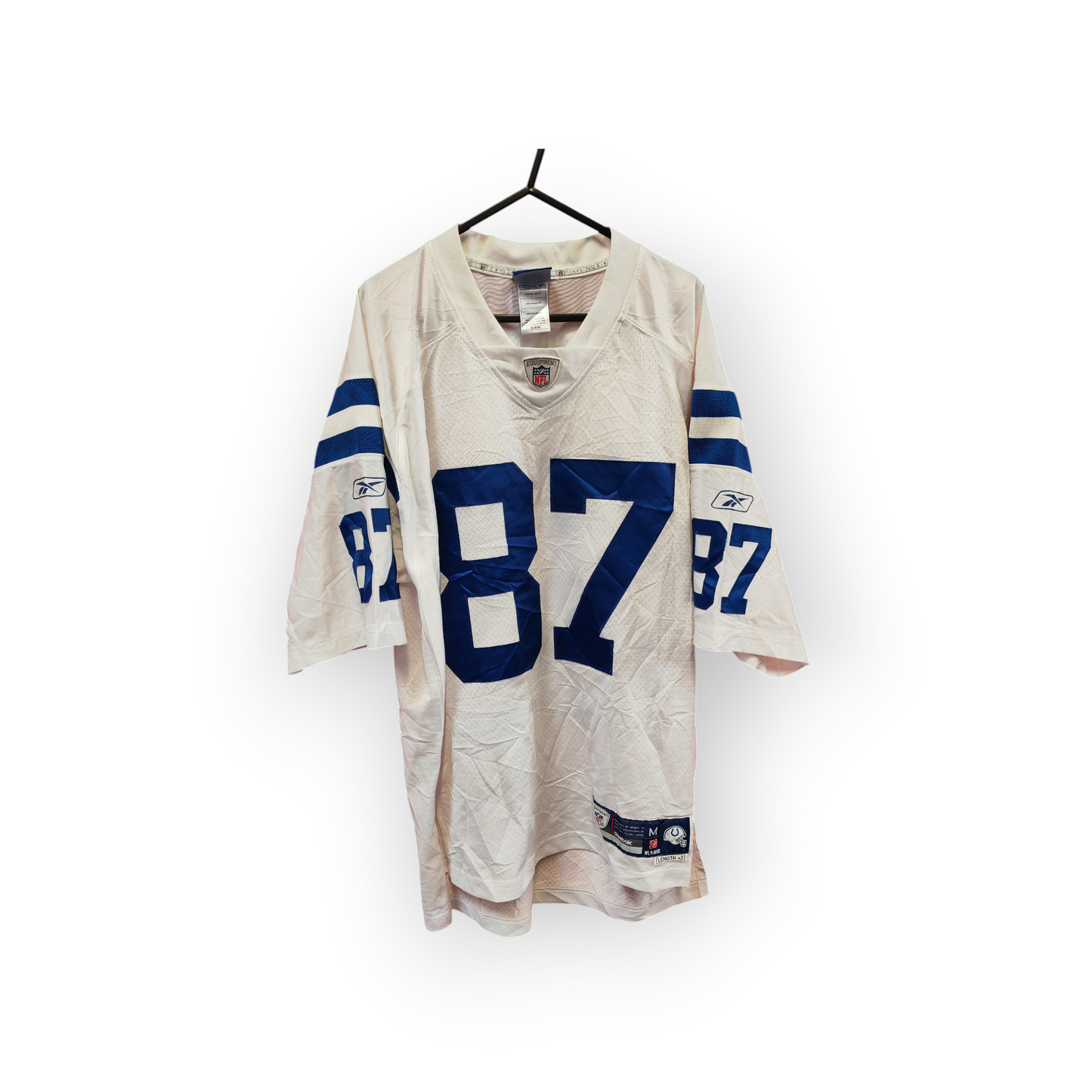 Reebok Indianapolis Colts NFL Jersey, #87 Wayne, White, Size Medium +2 Length