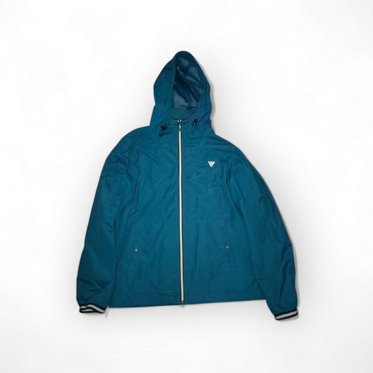 Soviet Full Zip Hooded Coat, Turquoise, Size Medium
