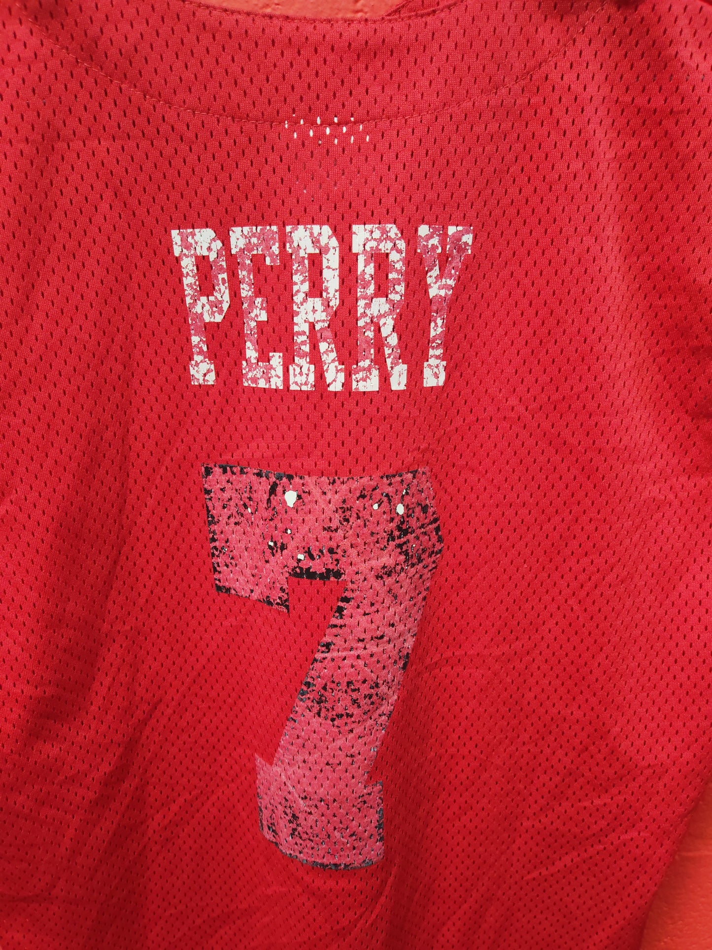 Youth Majestic Bridgewater Sleeveless Baseball Jersey, #7 Perry, Red, Size YXL
