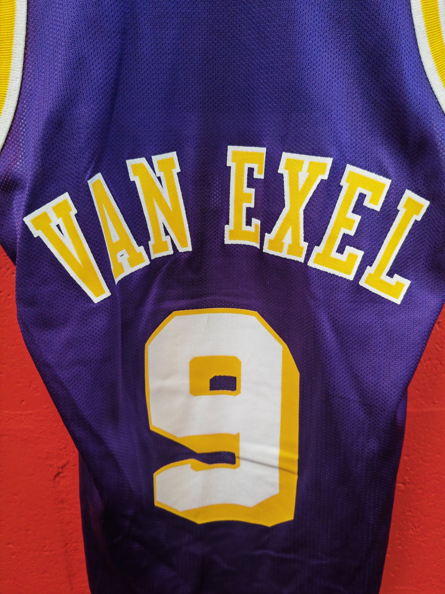 Champion Los Angeles Lakers NBA Jersey, #9 Van Exel, Purple, Size 36 XS/S