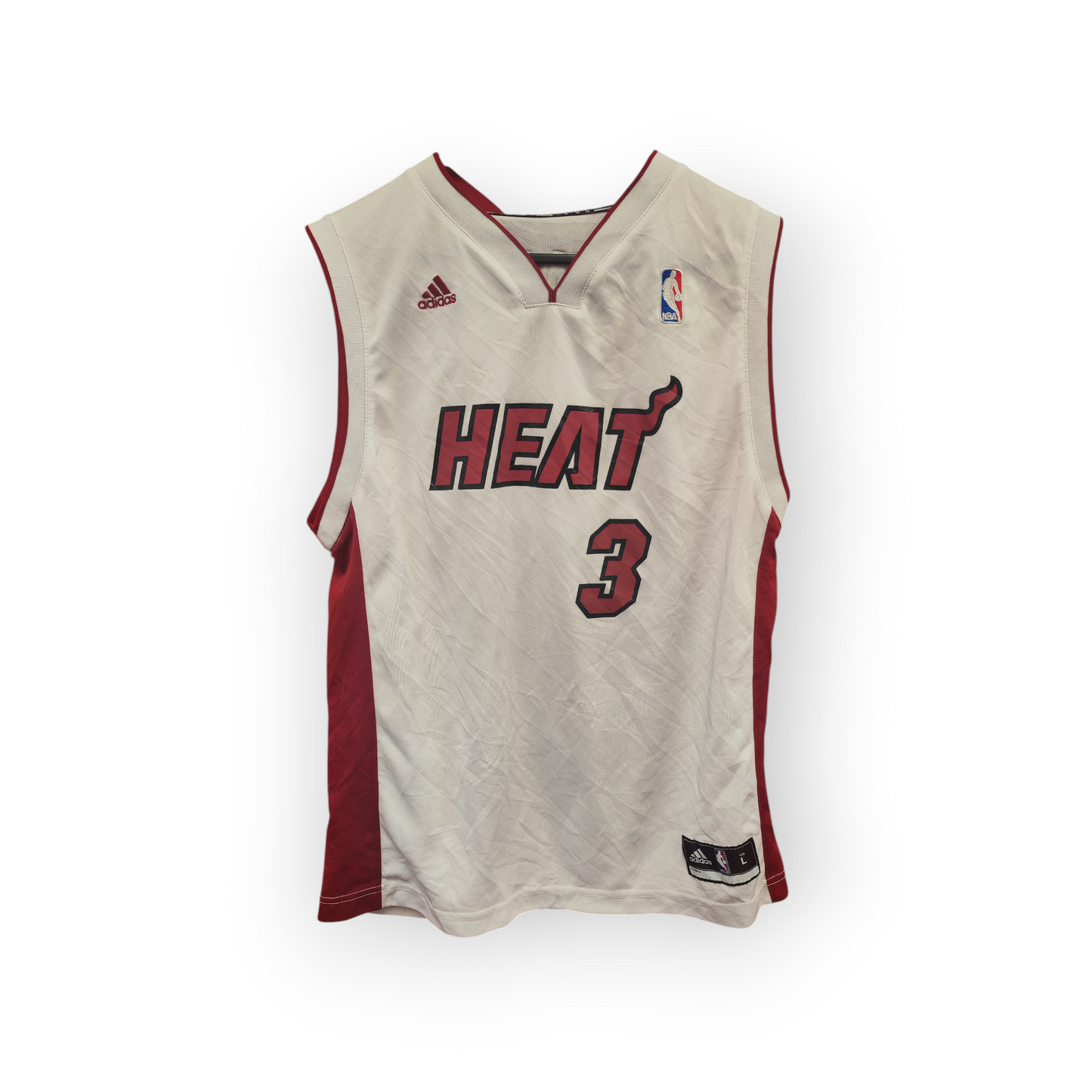 Youth Adidas Miami Heat NBA Jersey, #3 Wade, White, Size YL
