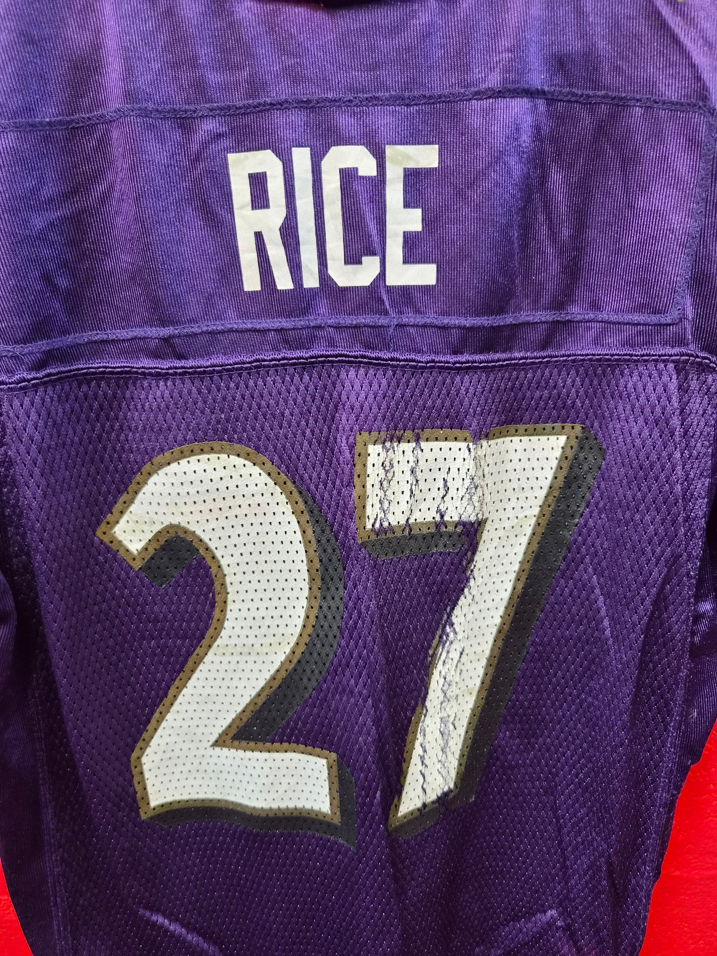 Youth Reebok Baltimore Ravens NFL Jersey, #27 Rice, Purple, Size YL
