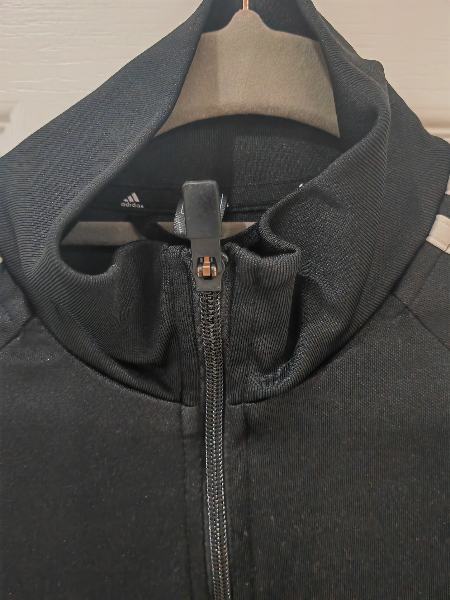 Adidas Full Zip Tracksuit Top, Black, Size Medium