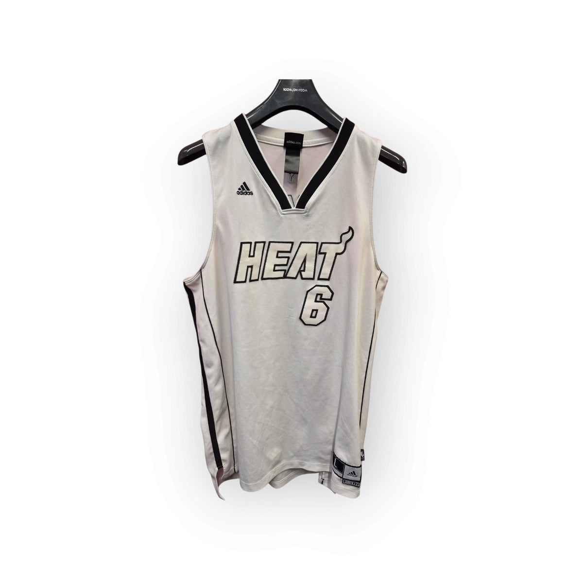 Adidas Miami Heat NBA White Hot Jersey, #6 James, White, Size L+2 Length