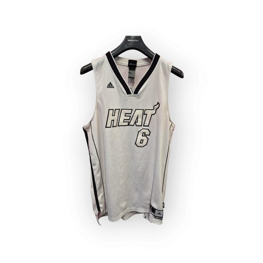 Adidas Miami Heat NBA White Hot Jersey, #6 James, White, Size L+2 Length