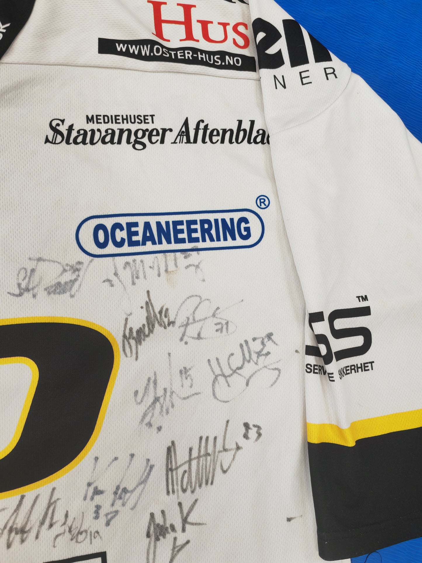 Reebok Stavanger Oilers Team Signed Ice Hockey Jersey, #13 Nagel, White, Size XL