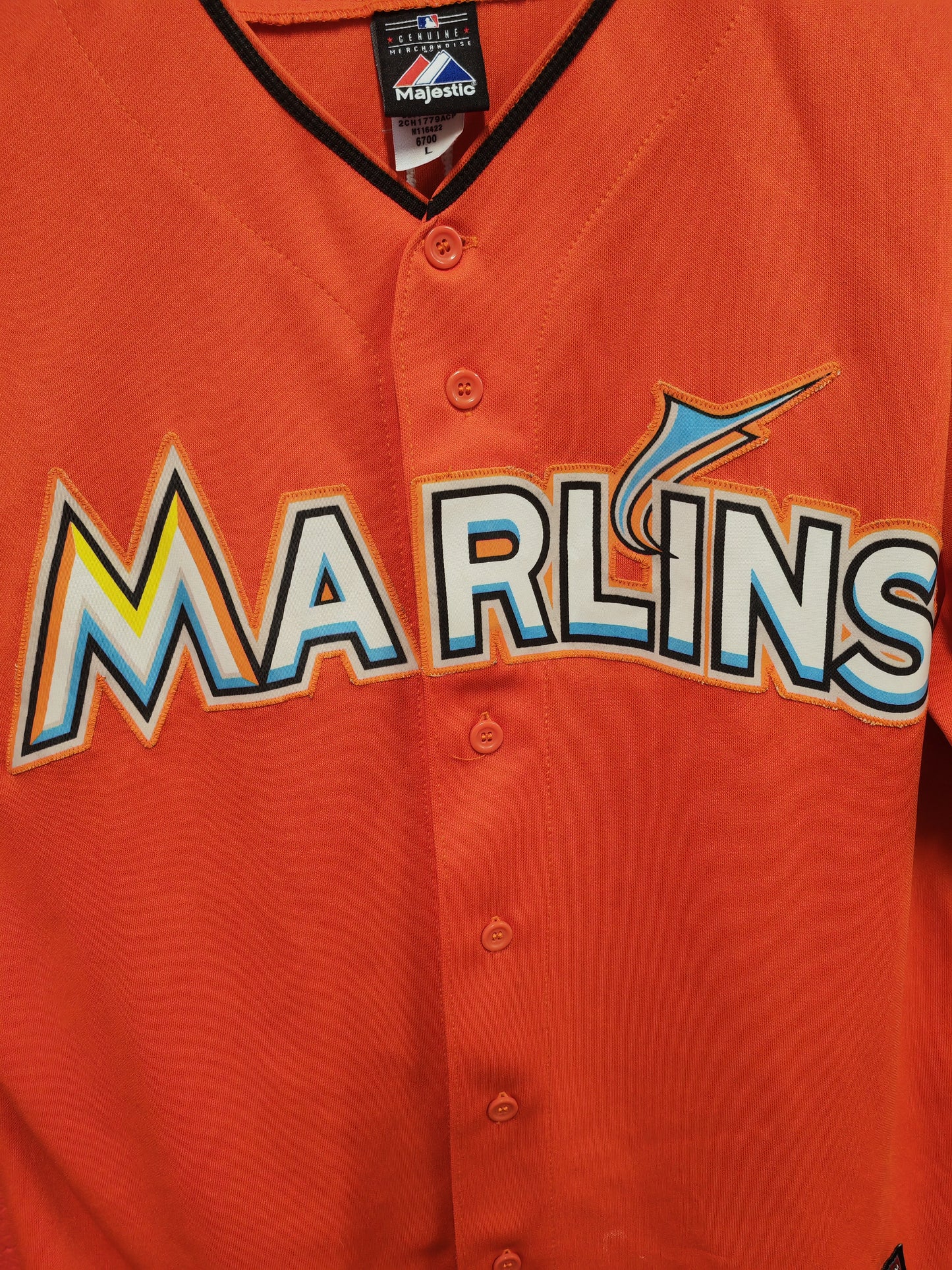 Majestic Miami Marlins MLB Baseball Jersey, #2 Ramirez, Orange, Size Large