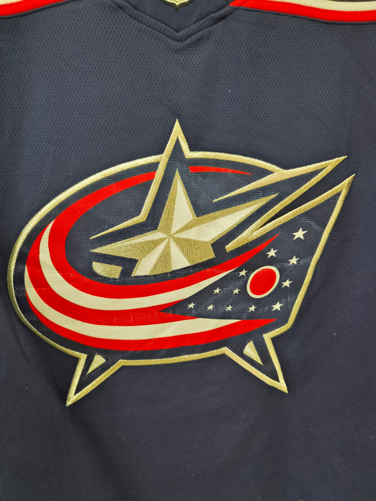 Fanatics Columbus Blue Jackets NHL Hockey Jersey, Navy, Size Small