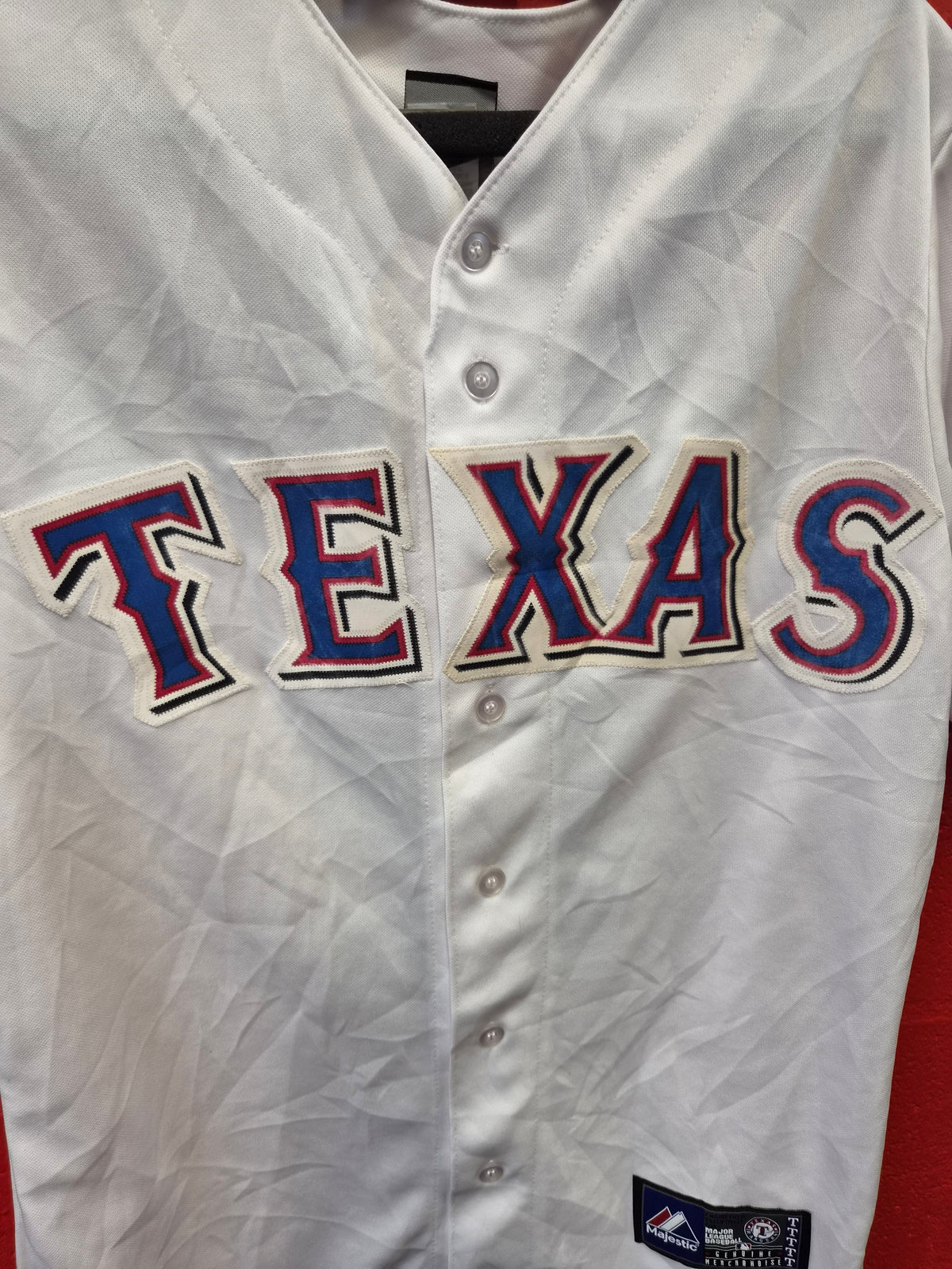 Majestic Texas Rangers MLB Baseball Jersey, #2 Martin, White, Size S