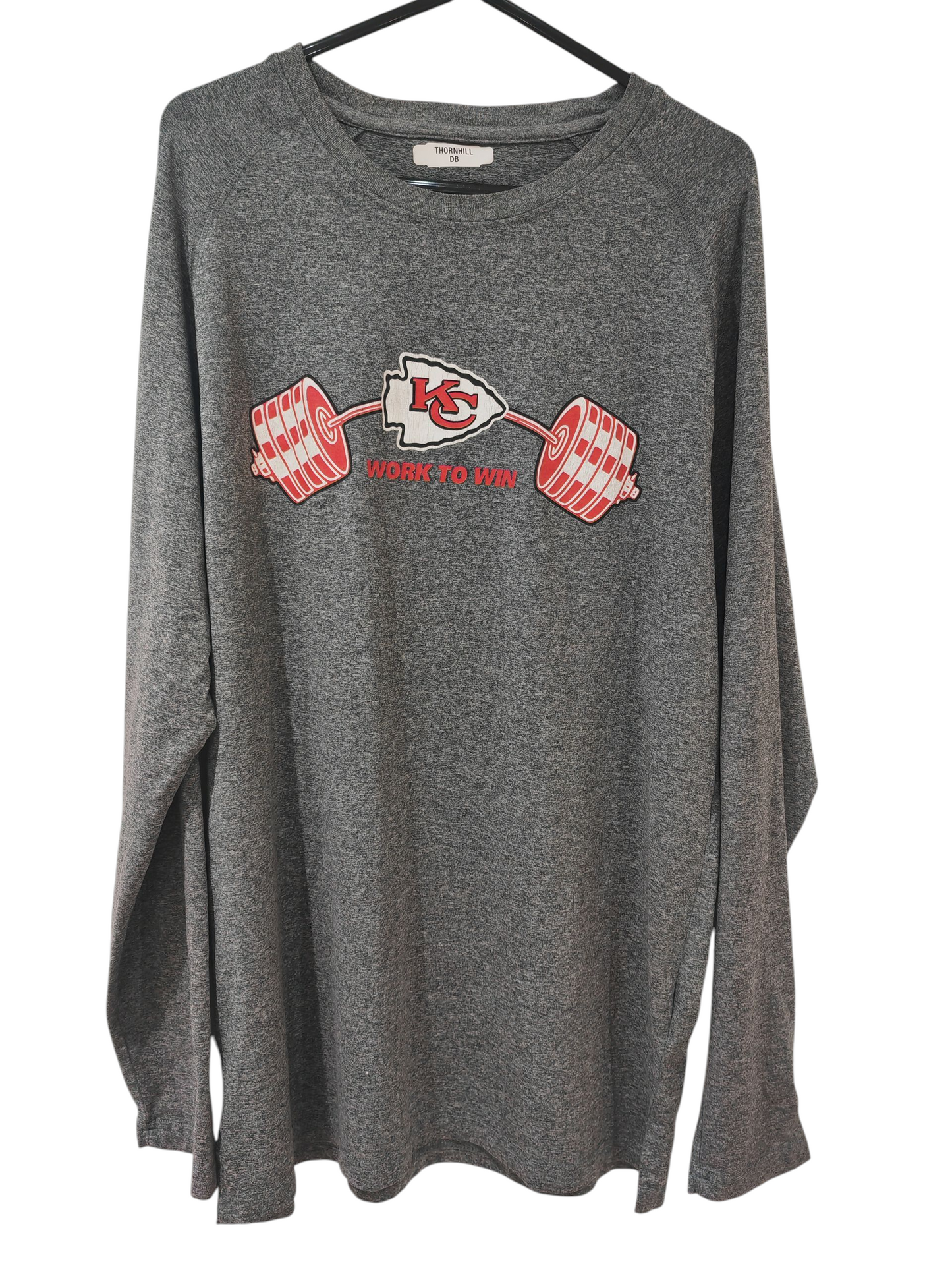 Nike Kansas City Chiefs Player Issue/Worn Long Sleeve Training Shirt, Grey, Large