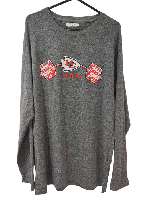 Nike Kansas City Chiefs Player Issue/Worn Long Sleeve Training Shirt, Grey, Large