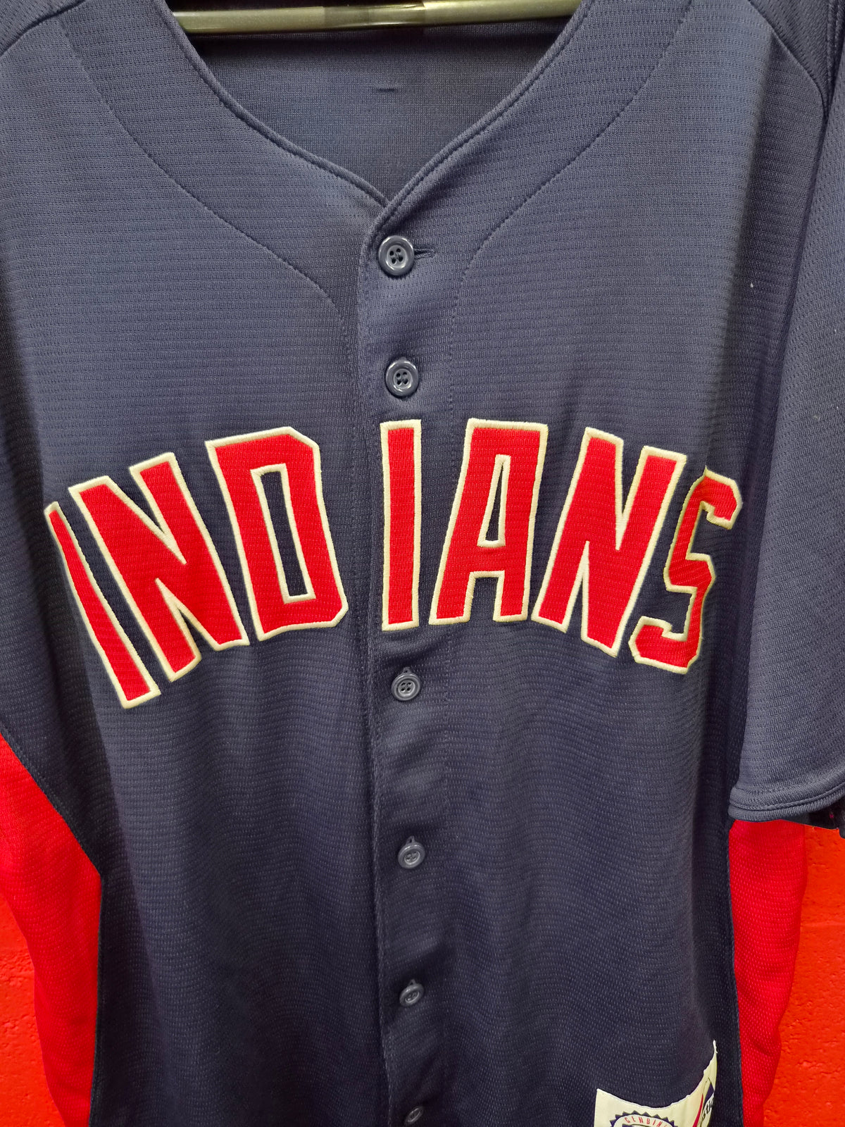Majestic Cleveland Indians/Guardians MLB Baseball Jersey, #17 Choo, Navy, Size Large