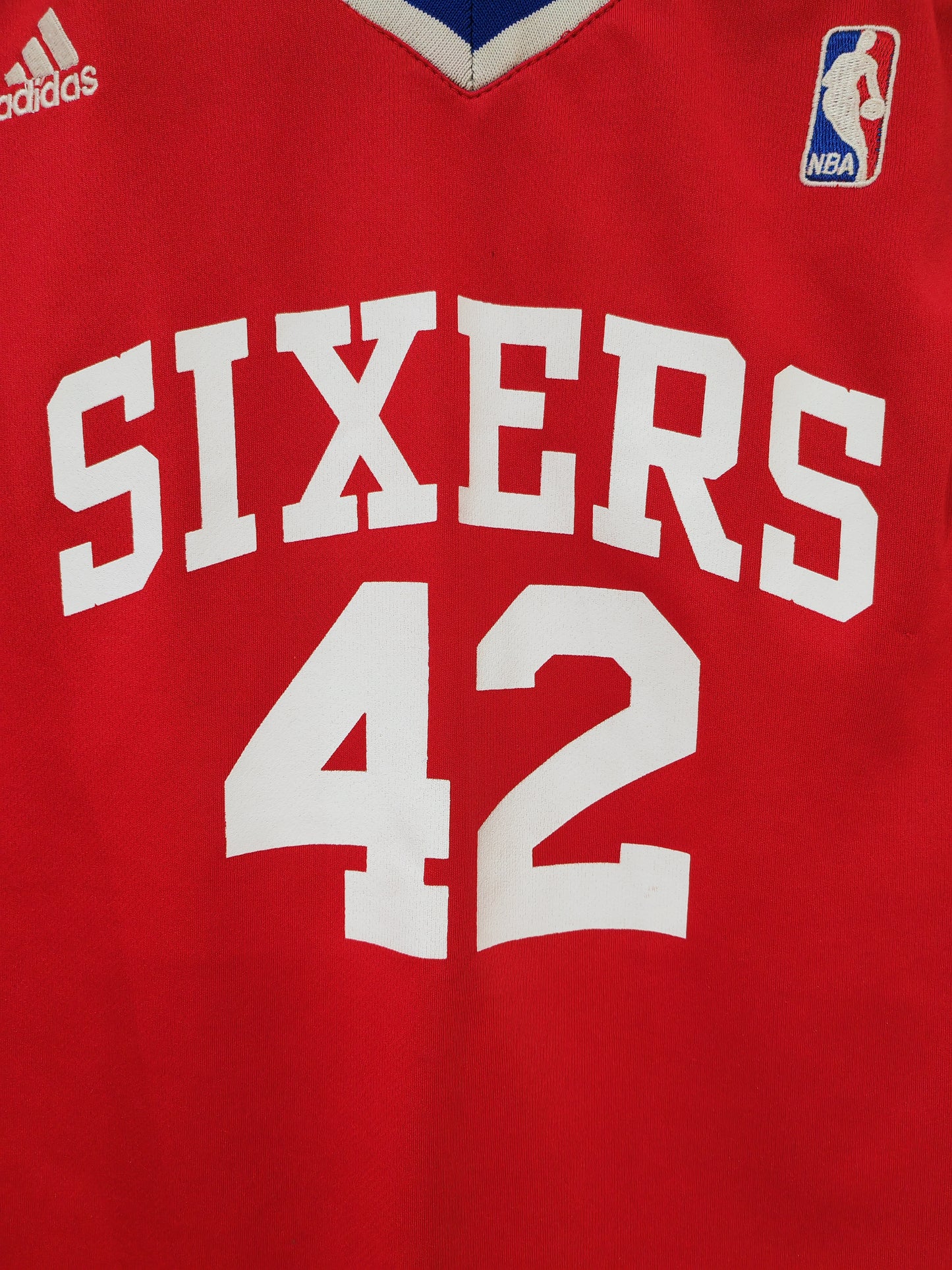 Youth Adidas Philadelphia 76ers NBA Jersey, #42 Brand, Red, Size Youth Large