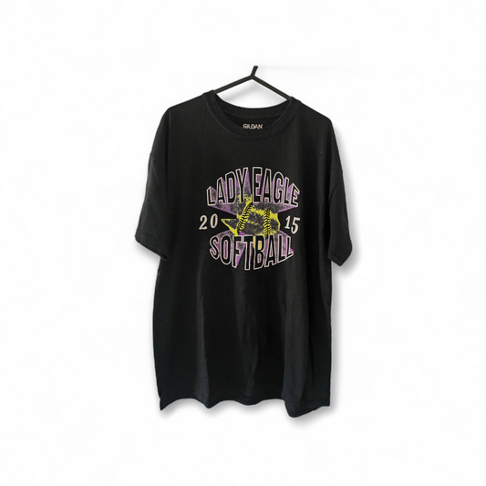 Gildan Lady League Softball Short Sleeve T Shirt, Black, Size Large
