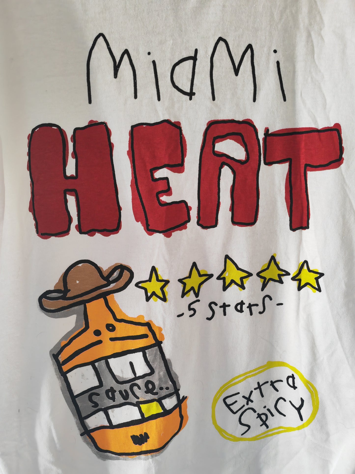 NBA Lab Miami Heat Short Sleeve T Shirt, White, Size Large