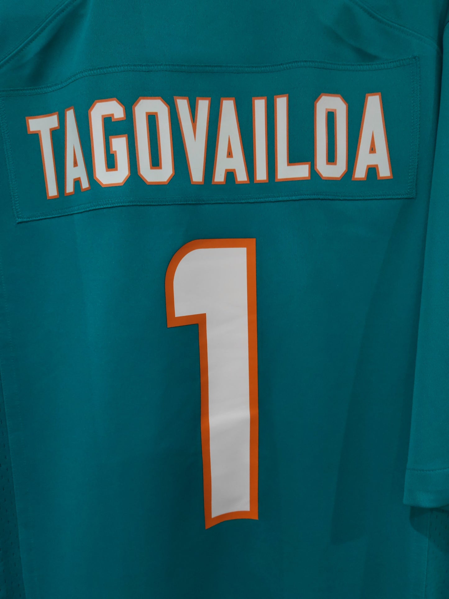 Nike Miami Dolphins NFL Jersey, #1 Tagovailoa, Aqua Blue/Green, Size Small
