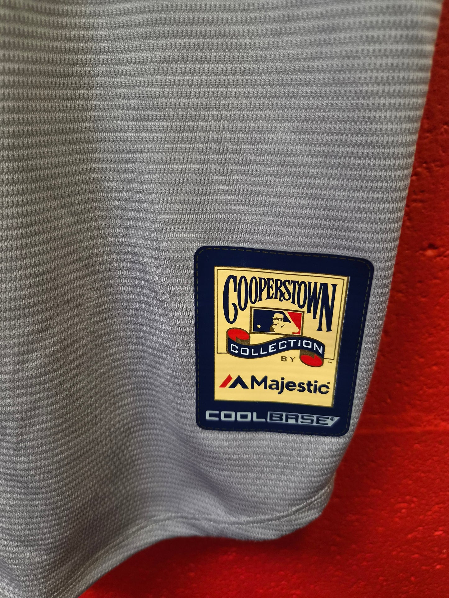 Majestic Cooperstown New York Yankees MLB Jersey, #3 Ruth, Grey, Size Medium