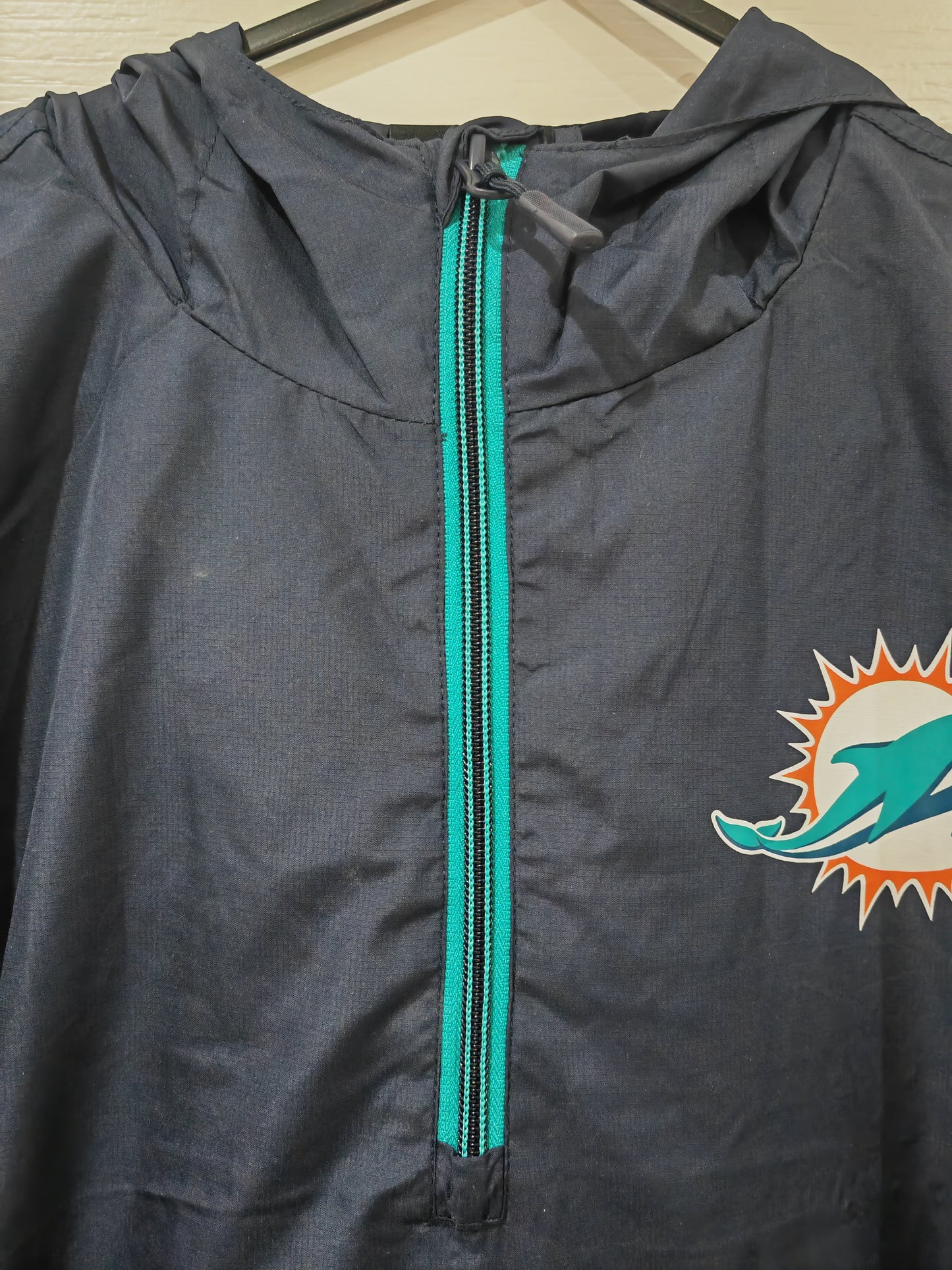 Fanatics NFL Miami Dolphins Half Zip Lightweight Hooded Jacket, Navy, Size Small