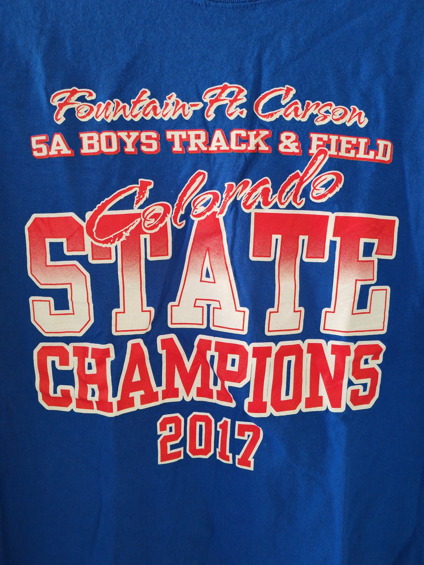 Gildan Colorado State Track & Field Short Sleeve T Shirt, Blue, Size XL