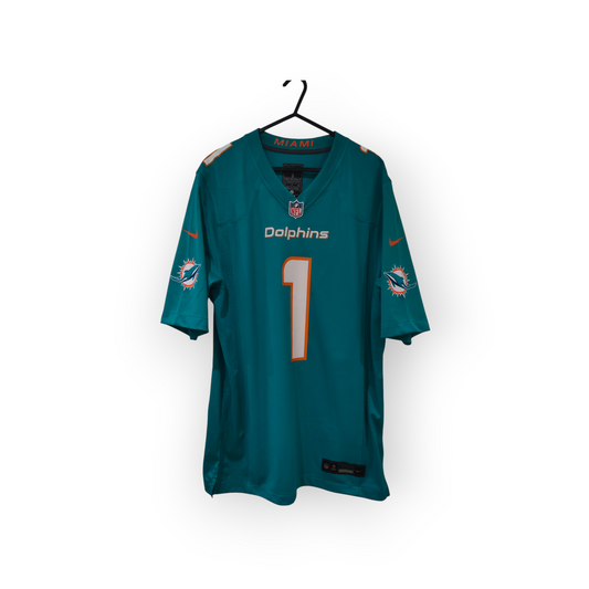 Nike Miami Dolphins NFL Jersey, #1 Tagovailoa, Aqua Blue/Green, Size Small