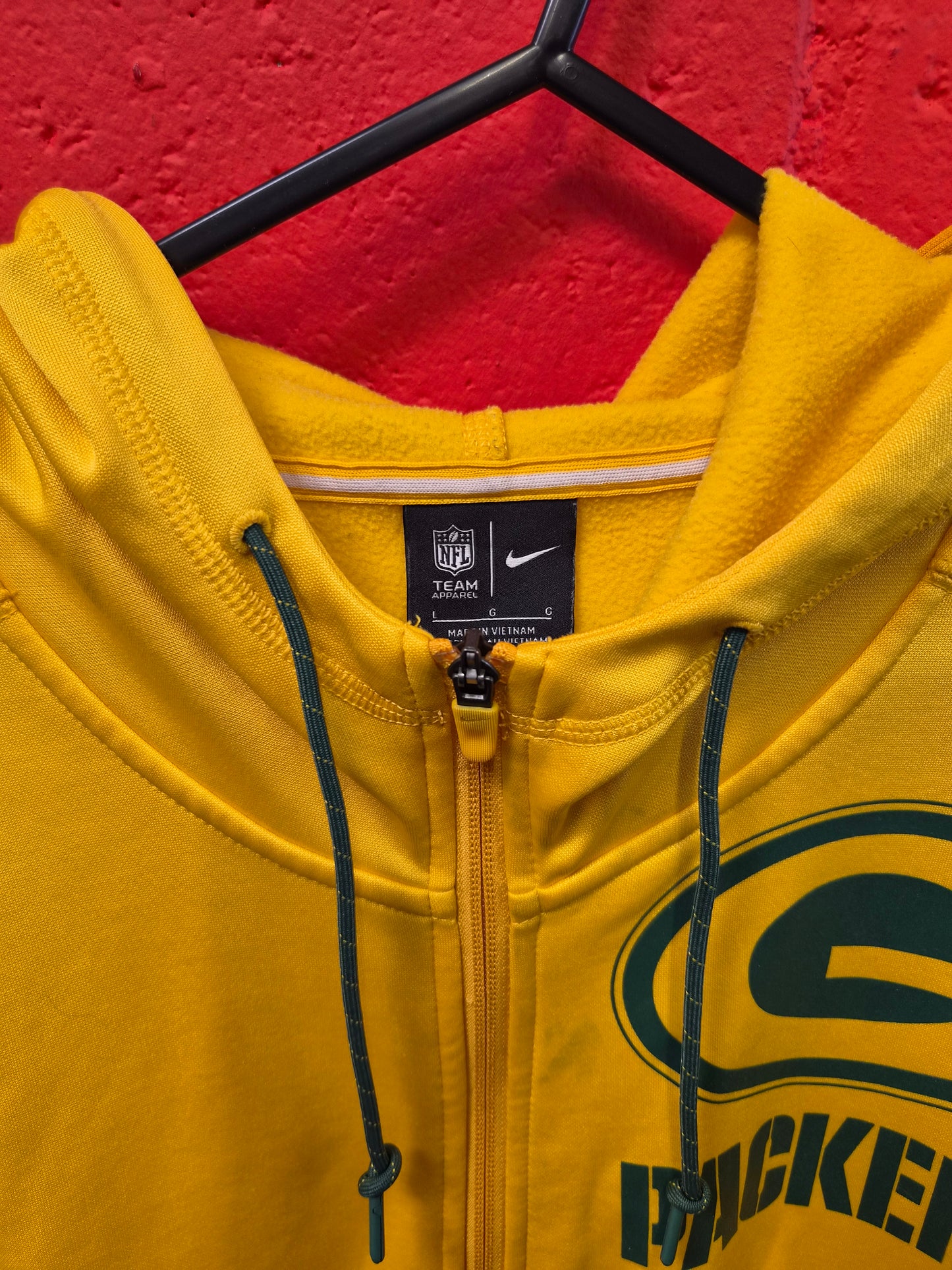 Nike Green Bay Packers Full Zip NFL Hoodie, Yellow/Green, Size Large
