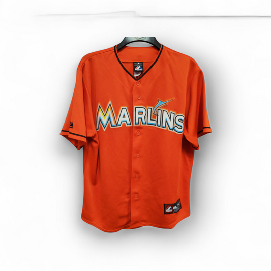 Majestic Miami Marlins MLB Baseball Jersey, #2 Ramirez, Orange, Size Large