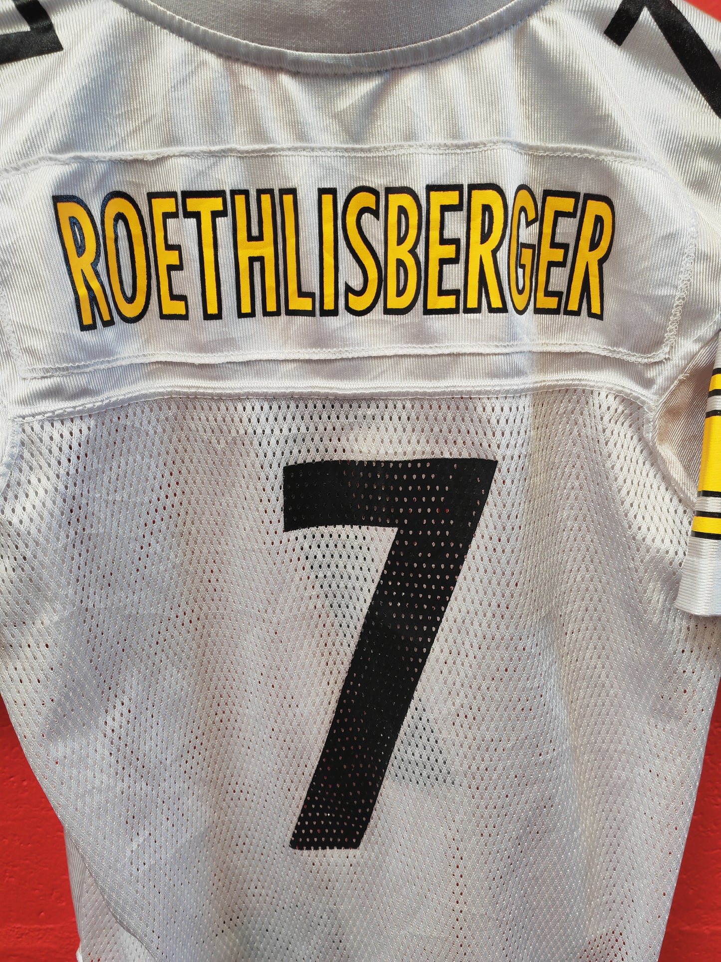Youth Reebok Pittsburgh Steelers NFL Jersey, #7 Roethlisberger, White, Size YM